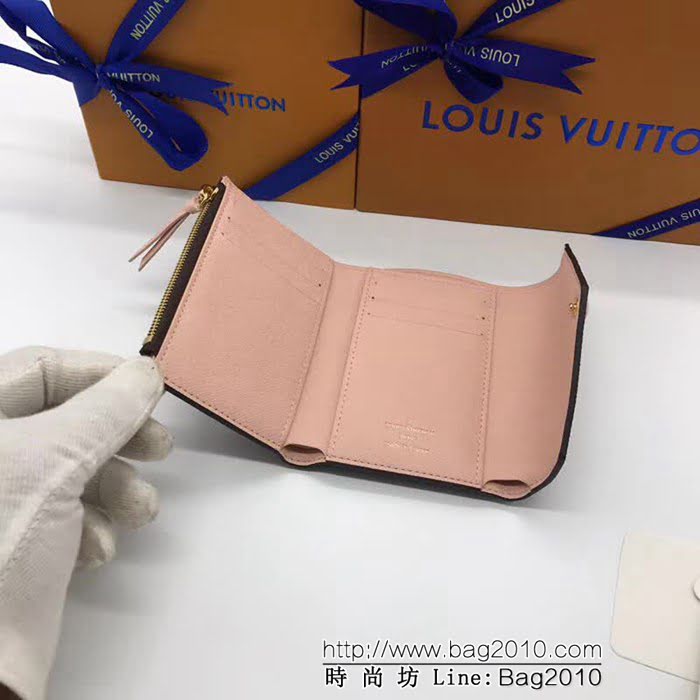路易威登LV頂級原單 N61700啡格粉Victorine錢夾 ZY1080